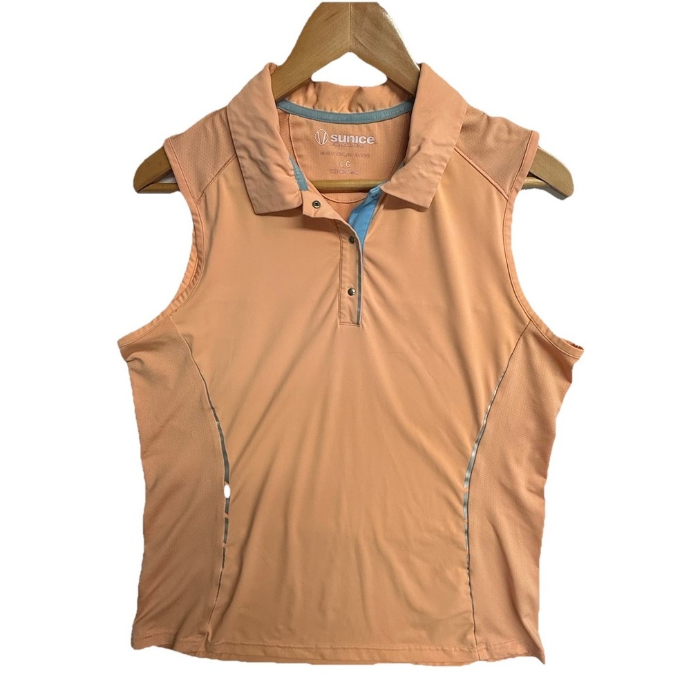 Sunice Golf Polo Womens L Sleeveless Peach‎ Performance Stretch Shirt